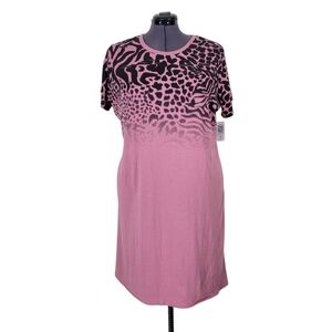 Torrid Lovesick Destructed Dress Size 2 2X 18/20 Pink Black Animal Print New